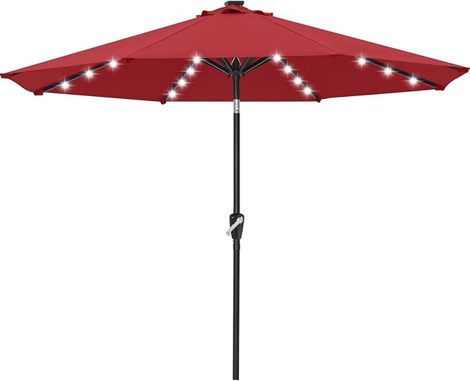 ABCCANOPY Durable Solar Led Patio Umbrellas with 32LED Lights 11FT (Burgundy)
