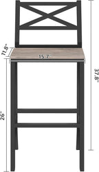 Bar Stools, Set of 2 Bar Chairs with Backrest and Footrest, 26" Tall Counter Bar Stools, Kitchen Breakfast Bar Chairs, Easy Assembly, for Dining Room, Greige BAHG0901N3