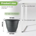 3 Pack Large 16 Inch Plastic Plant Pots for Outdoor Plants,Durable & Lightweight Flower Pots with Drainage Holes,Weather-Resistant Large Planters for Patio Garden(Gray)