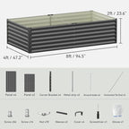 COMHOMA Galvanized Raised Garden Bed,Large Metal Planter Box for Outdoor Vegetables,Corrugated Steel Herbed Plants Container,Extra Deep Gardeners Kits with Open Bottom (1, 8x4x2FT)
