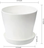 TDHDIKE 10 Pcs Plastic Planters Indoor Flower Plant Pots, Mini Flower Seedlings Nursery Pot/Planter/Flower Pot with Pallet, Modern Decorative Gardening Containers (White)