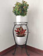 28.4 inches Tall Metal Plant Stand 11.8 Dia for Indoor or Outdoor use,2 Tier Heavy Duty Flower Pot Stand Rack 11.8 inches Diameter Holds Big Heavy Plants,Black (28.4 INCHES TALL)