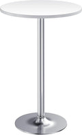 Furmax Bistro Pub Table Round Bar Height Cocktail Table for Home Bar, Small Round Bar Tables for Party, Dining Room, Living Room and Wedding, Metal Base MDF Top Obsidian, 40.6 Inch Height (1, White-2)