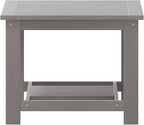 BizChair Two Tiered Commercial Grade Adirondack Coffee Table - Gray Finish Poly Resin Wood - All-Weather - Slatted Shelf Design