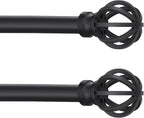 Curtain Rods for Windows 48 to 84, 2 Pack 5/8 Inch Black Heavy Duty Metal Curtain Rods Set - Rustic Decorative Drapery Rods with Brackets for Farmhouse, Bedroom