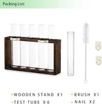Terrarium Propagation Station with 5 Glass Test Tubes, Brown Wood Stand
