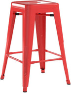 Devoko Metal Bar Stools 24" Indoor Outdoor Stackable Barstools Modern Style Industrial Vintage Counter Bar Stools Set of 4 (24 inch, Red)