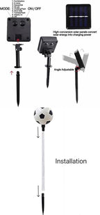 Solar Lights Outdoor, Soccer Theme LED Stake Light for Garden Yard Pathway Patio Walkway Landscape Decoration