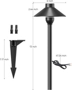 PARTPHONER Low Voltage Landscape Lighting 6-Pack, Aluminum 12V Pathway Lights with G4 Bulbs, Waterproof Stylish Matte Black Color Wired Path Lights with Connectors for Walkway Yard Garden