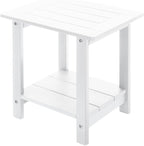 Double Adirondack Outdoor Side Table Weather Resistant, Patio Rectangular End Table for Adirondack Chair, White