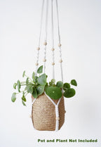 Macrame Plant Hanger Extra Long (52") Indoor Plant Holder with Beads, no Tassel- Long Plant Hanger for Tall Ceiling- Hanging Plant Holder for 6”-14”Pots -(1 Pack)