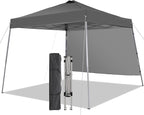 Canopy Tent, 10X10 FT Pop Up Canopy Outdoor Tent Slant Legs with Carrying Bag, Portable Gazebo Shelter - 8X8 FT Canopy Cover (Dark Grey with 1 Sidewall)