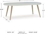 Signature Design by Ashley Seton Creek Casual Aluminum Outdoor Dining Table with Umbrella Hole and Cover Cap, White & Light Brown