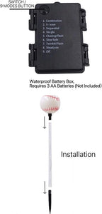 Battery Powered Garden Sports Ball Theme Party Stake Lights Baseball LED Landscape Path Lights Indoor/Outdoor Christmas Festival Home Patio Decoration Lamps