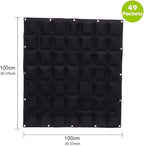 Hanging Planting Grow Bags, 49 Pockets Hanging Vertical Wall Planter Wall Mounted Grow Bag Outdoor Indoor Gardening Vertical Greening Flower Container, Planting Bags Storage Bags(1.0 m × 1.0 m, Black)