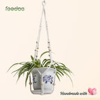 feedee Macrame Plant Hanger, Hanging Planters for Indoor Plants Holder with Wood Beads, Hanging Plant Holder for Indoor Outdoor, Gifts for Plant Lovers, Boho Home Decor Plant Hanger, Ivory