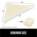 GORILLA GRIP Heavy Duty Sun Shade, UV Protection Fade Tear and Rust Resistant Triangle Sunshade Canopy, Curved Edges Blocks Sunlight, Breathable Sail, Outdoor Patio, Lawn Garden Butter Cream