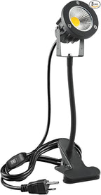 Taysing LED Spot Lights Plug in Outdoor Indoor Light 7W 6000K 9.8ft Power Cord Waterproof Landscape Lights Spotlight with Clip and Metal Hose for Plants Yard Garden Accent Lighting Ambient Light