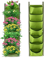 LITLANDSTAR Hanging Planter Bags, 2 Pack 7 Pocket Hanging Vertical Wall Planter Planting Grow Bags Outdoor Indoor Gardening Vertical Greening Flower Container, Planting Bags Storage Bags(Green)