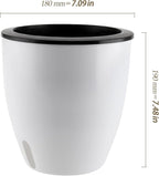 5 Pack 7 Inch Self Watering Plant Pots, White Plastic Self Watering Flower Pots with Visual Water Level Window, Self Watering Planter for Indoor Plants, Herb, African Violet, Succulent