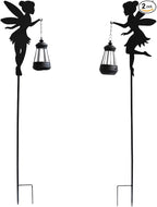 Solar Fairy Garden Stake Decorative Lantern Outdoor Waterproof, 2-Pack Solar Courtyard Lawn Decorative Lights, Outdoor Garden Statue Lights (Multicolour)