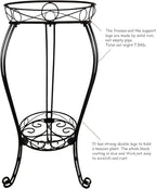 28.4 inches Tall Metal Plant Stand 11.8 Dia for Indoor or Outdoor use,2 Tier Heavy Duty Flower Pot Stand Rack 11.8 inches Diameter Holds Big Heavy Plants,Black (28.4 INCHES TALL)