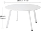 Patio Round Table - Metal Outdoor Coffee Table, Weather Resistant, Anti-Rust - White