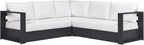Modway Tahoe Aluminum 3-Piece Outdoor Patio Furniture Gray White, Modular Sectional Sofa Set with Weather-Resistant Cushions, Ideal for Deck, Backyard Poolside