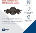 Lithonia Lighting HomeGuard 2-Light LED Outdoor Flood Lights, Wall or Ceiling Mount Outdoor Lights, 4000K Cool White, Round Heads, Dark Bronze (HGX LED 2RH 40K 120 DDB M2)