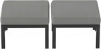 HOMREST Metal Outdoor Ottoman, 2-Piece Aluminum Footstool w/Removable Cushion, Multipurpose Footrest Stool Additional Seating, Set of 2 Outdoor Ottomans for Patio Deck (Dark Grey)