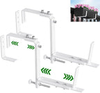 HFHOME Set of 2 Adjustable Window Planter Box Brackets, White Brackets for Window Boxes Planters, Planter Shelving with Adjustable Size The Width of The Bottom of The Planter Box (Patent Registered)