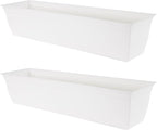 The HC Companies Indoor Outdoor 30 Inch Eclipse Series Window Flower Garden Ornamental Planter Box with Removable Attached Saucer, White (2 Pack)
