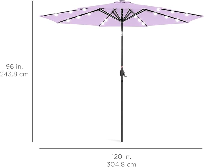 Best Choice Products 10ft Solar Polyester LED Lighted Patio Umbrella w/Tilt Adjustment and UV-Resistant Fabric