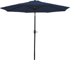 Sunnydaze Outdoor Patio Umbrella - Polyester Table Market Umbrella with Push-Button Tilt and Crank - 8 Sturdy Ribs - Navy Blue - 9ft