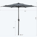 Abba Patio 11FT Lyon Outdoor Patio Umbrella Outdoor Table Umbrella with Push Button Tilt and Crank Market Umbrella 8 Sturdy Ribs UV Protection Waterproof for Garden Deck Backyard Pool Grey