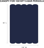 Pergola Shade Cover Replacement Canopy Top Compatible with 10 X 10 ft 6-Bar Pergola Frames - Navy Blue (Canopy Size 116" W x 95" L, Canopy Top Only)