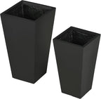 Outsunny 2-Pack Outdoor Planter Set, Flower Pots with Drainage Holes, Durable & Stackable Plant Pot, 22in & 18in, for Porch, Entryway, Patio, Yard, Garden, Black