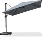 PURPLE LEAF 10 Feet Patio Umbrella Outdoor Cantilever Square Umbrella Aluminum Offset Umbrella with 360-degree Rotation for Garden Deck Pool Patio, Light Grey