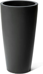Step2 Tremont Tall Round Tapered Planter, 28" Tall, Indoor/Outdoor Plants, Efficient Drainage, Durable Resin, Onyx Black