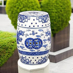 SAFAVIEH Castle Gardens Collection – Dragon’s Breath Blue Glazed Ceramic Chinoiserie Indoor/Outdoor Garden Stool (ACS4554A)