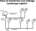 Low Voltage Landscape Lights IP65 Waterproof 7W 700LM LED Outdoor Lighting with Connectors for Garden Yard Pathway Pool | 12V 24V 2700K Tree Spotlights | Warm White - 6 Pack