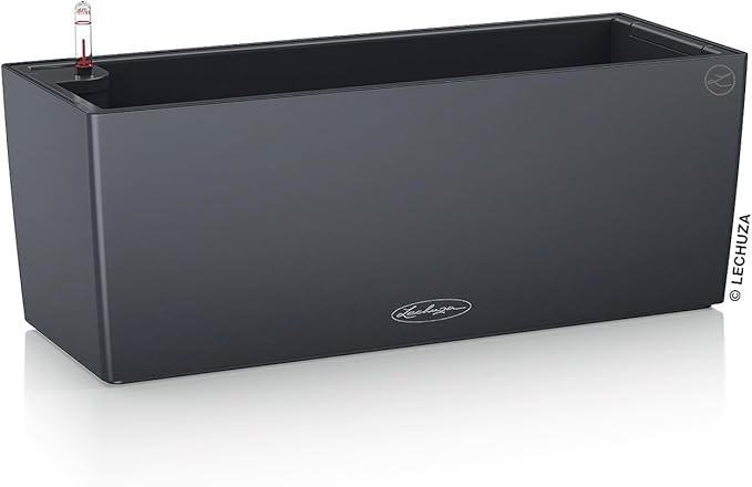 Lechuza BALCONERA Color 50 Slate, Self-Watering Window Box (Railing Planter), H7.5 L19.7 W7.5 in