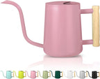 Watering Can Indoor Plants, 35oz Small Indoor Stainless Steel Metal Watering Can Modern Decorative Watering Pot with Long Spout for Indoor House Plant Bonsai Garden Flowers (Pink)