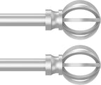 Silver Curtain Rods for Windows 28 to 48 Inch, 2 Pack 5/8" Diameter Heavy Duty Metal Adjustable Small Drapery Rod With Bracket