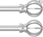 Silver Curtain Rods for Windows 48 to 84, 2 Pack 5/8 Inch Black Heavy Duty Metal Curtain Rods Set - Rustic Decorative Drapery Rods with Brackets for Farmhouse, Bedroom