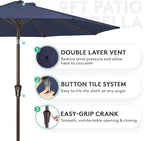 JEAREY 9FT Outdoor Patio Umbrella Outdoor Table Umbrella with Push Button Tilt and Crank, Market Umbrella 8 Sturdy Ribs UV Protection Waterproof for Garden, Deck, Backyard, Pool (Purplish Blue)