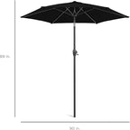 Best Choice Products 7.5ft Heavy-Duty Round Outdoor Market Table Patio Umbrella w/Steel Pole, Push Button Tilt, Easy Crank Lift - Black
