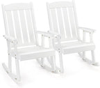 VINGLI Outdoor Rocking Chair Set of 2, Heavy Duty 600 LBS Wooden Rocking Chair with Comfortable Backrest, Weatherproof Rocker with Ergonomic Design, Suit for Patio, Garden, Yard, White