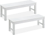 Psilvam Outdoor Bench, Two Person Poly Lumber Porch Bench, Weatherproof Garden Bench That Never Rot and Fade, Patio Bench Suit for Garden, Porch, and Park (2 pcs, White)