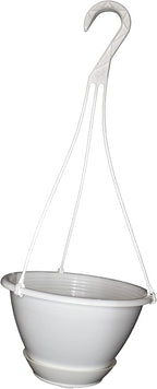 8" White Plastic Hanging Basket with Saucer by Koba (25)